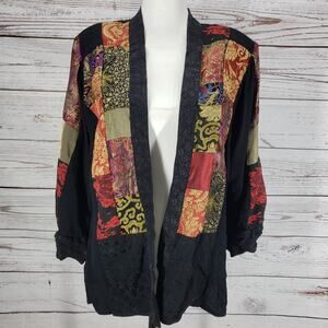 Tommy N Loulou Women's Brocade Patchwork Open Front Blazer Jacket Size Medium